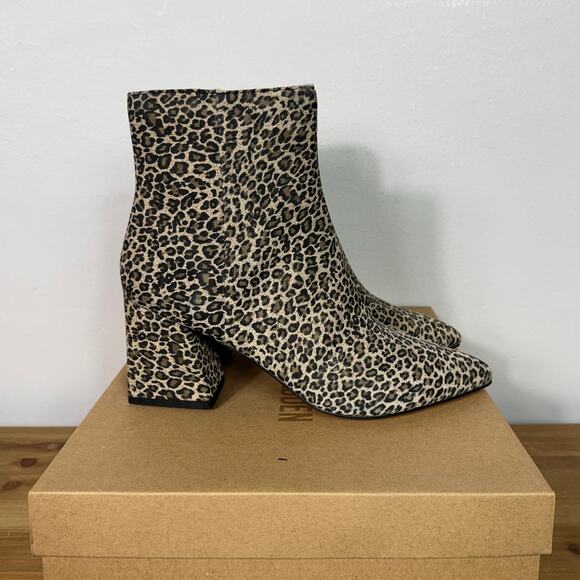New Steve Madden Nix Leather Leopard Print Booties Women's Size 8 - Picture 4 of 9